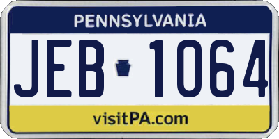 PA license plate JEB1064