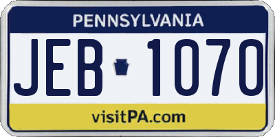 PA license plate JEB1070
