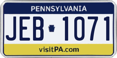 PA license plate JEB1071
