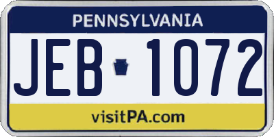 PA license plate JEB1072