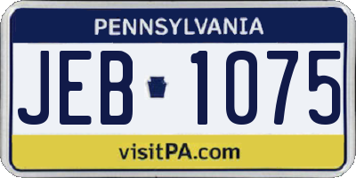 PA license plate JEB1075