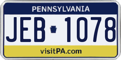 PA license plate JEB1078