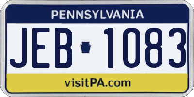 PA license plate JEB1083