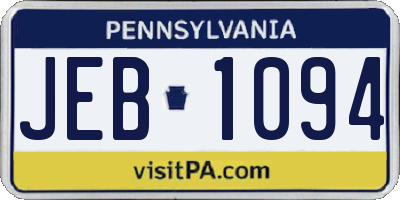 PA license plate JEB1094