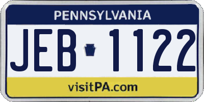 PA license plate JEB1122