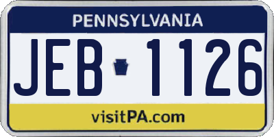 PA license plate JEB1126