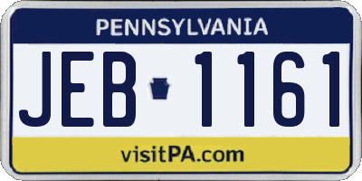 PA license plate JEB1161