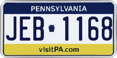 PA license plate JEB1168