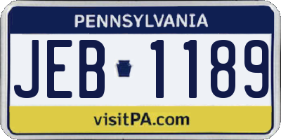 PA license plate JEB1189