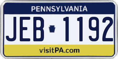 PA license plate JEB1192