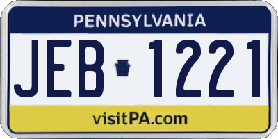 PA license plate JEB1221