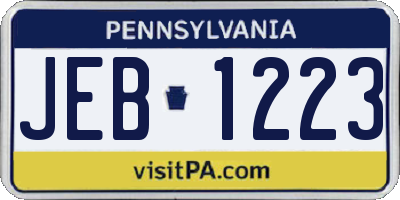 PA license plate JEB1223