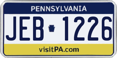 PA license plate JEB1226