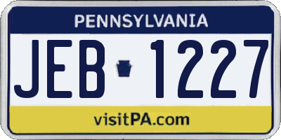 PA license plate JEB1227