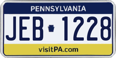PA license plate JEB1228