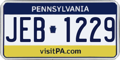 PA license plate JEB1229