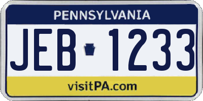 PA license plate JEB1233