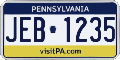 PA license plate JEB1235