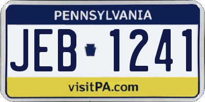 PA license plate JEB1241