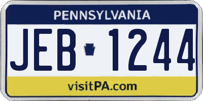 PA license plate JEB1244