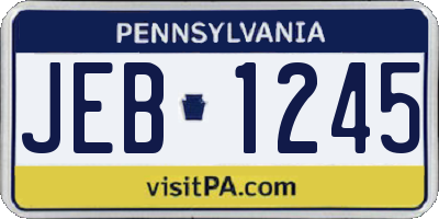 PA license plate JEB1245