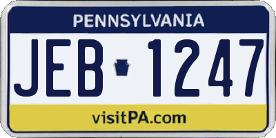 PA license plate JEB1247
