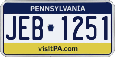 PA license plate JEB1251