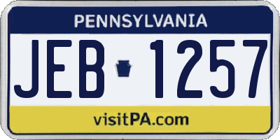 PA license plate JEB1257