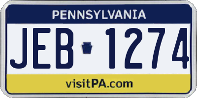 PA license plate JEB1274