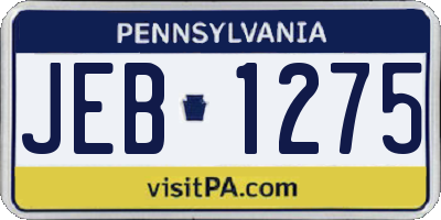 PA license plate JEB1275