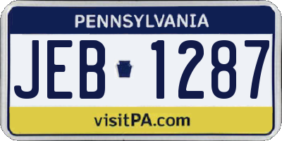 PA license plate JEB1287