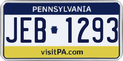 PA license plate JEB1293