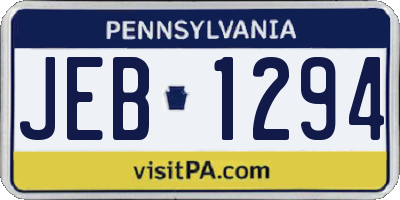 PA license plate JEB1294