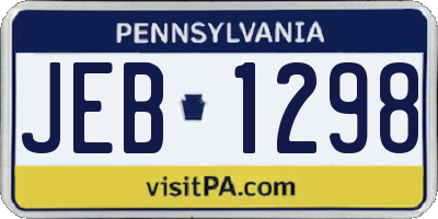 PA license plate JEB1298