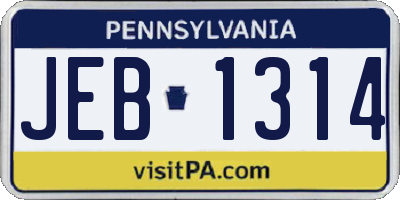 PA license plate JEB1314