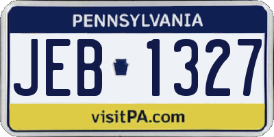 PA license plate JEB1327