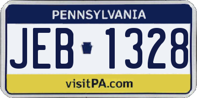 PA license plate JEB1328