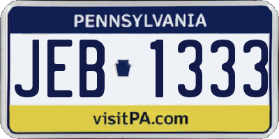 PA license plate JEB1333