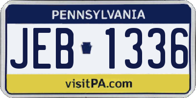 PA license plate JEB1336