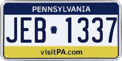 PA license plate JEB1337