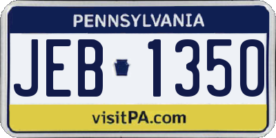 PA license plate JEB1350