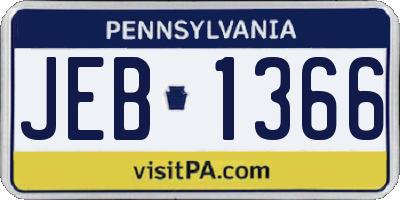 PA license plate JEB1366
