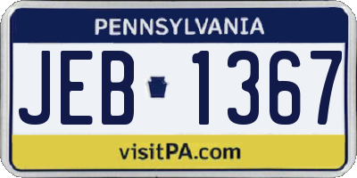PA license plate JEB1367