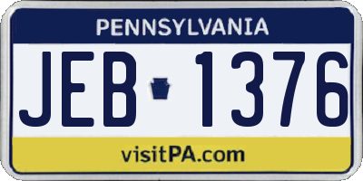 PA license plate JEB1376