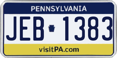 PA license plate JEB1383