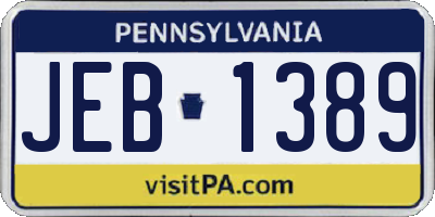 PA license plate JEB1389