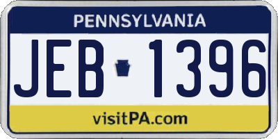 PA license plate JEB1396