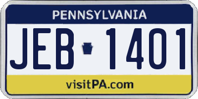 PA license plate JEB1401