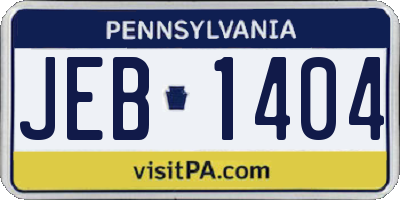 PA license plate JEB1404