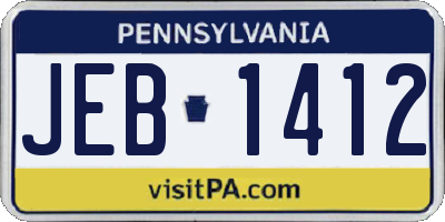 PA license plate JEB1412